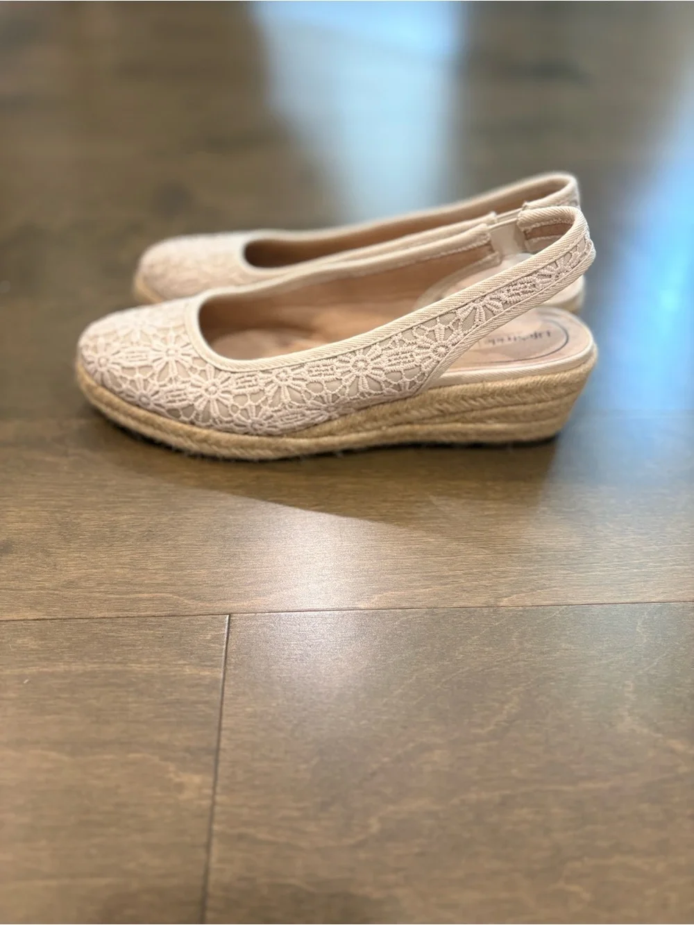 LifeStride Crochet Espadrille Slingback Wedges – Size 9